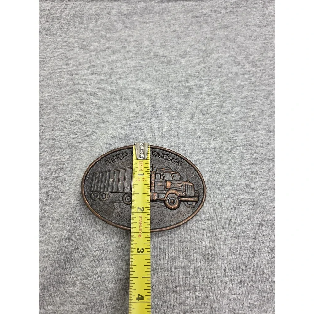 Vintage Keep On Truckin Semi 18 Wheeler Solid Brass Belt Buckle